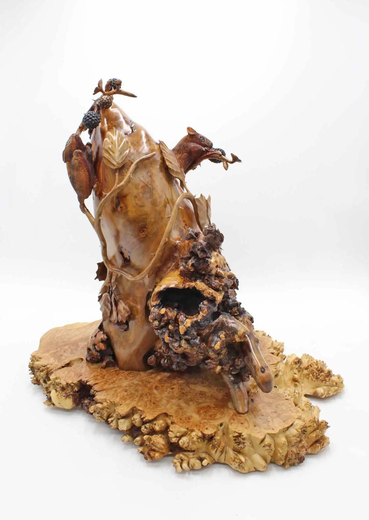 Mice Blackberries woodcarving sculpture